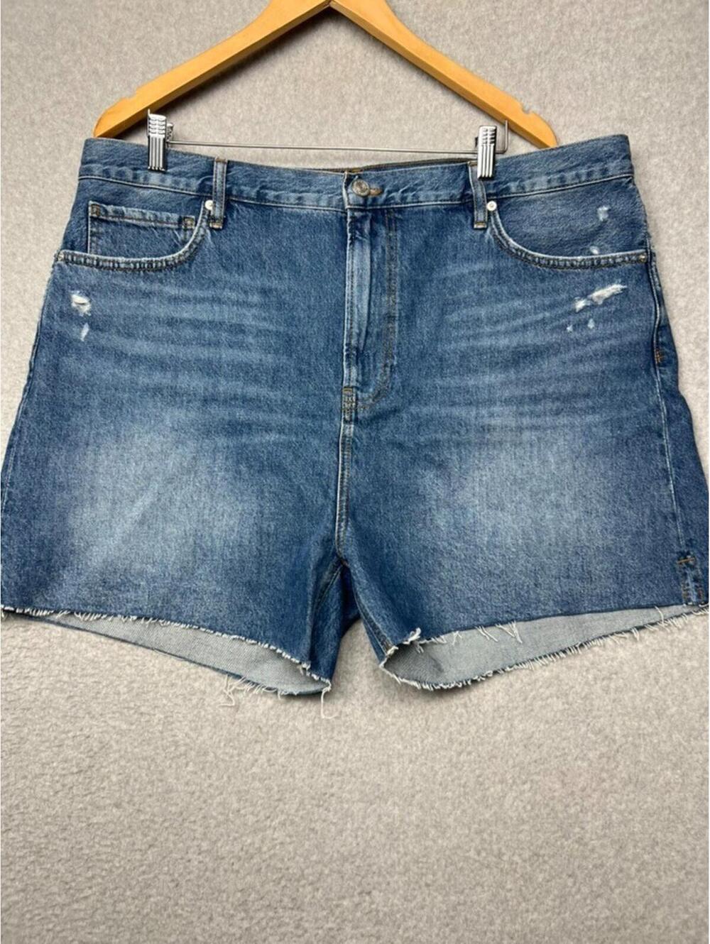 FRAME Le Super High Fray Hem Denim Shorts Womens Size 34 Med Wash Casual